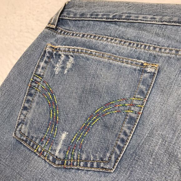 Hollister Denim - Y2K HOLLISTER Jean Women 9 (32x26) Lo Rise Boot Crop Light Wash Distressed